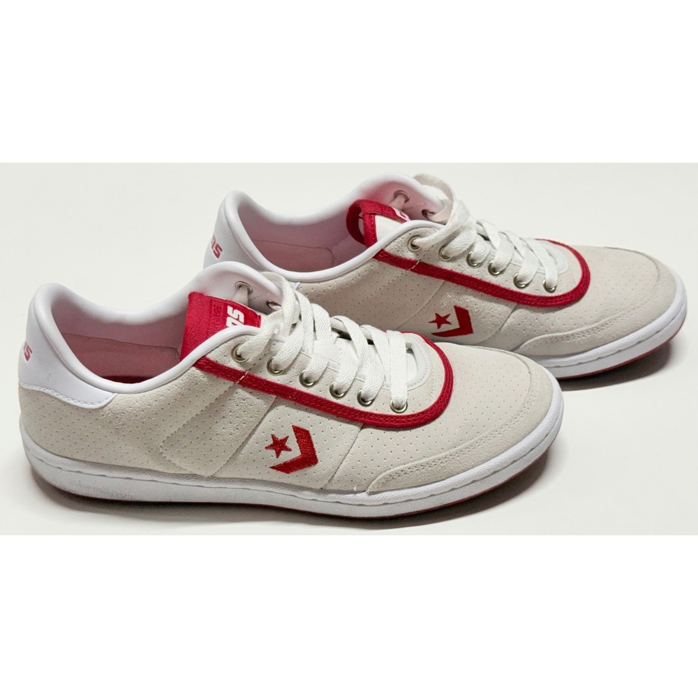 Converse CONS Net Star Classic Suede Cream Red Skate Shoes Mens 7 Womens 8.5
